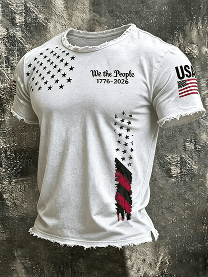 Men's  Independence Day We The People 1776-2026 Printed Casual T-Shirt