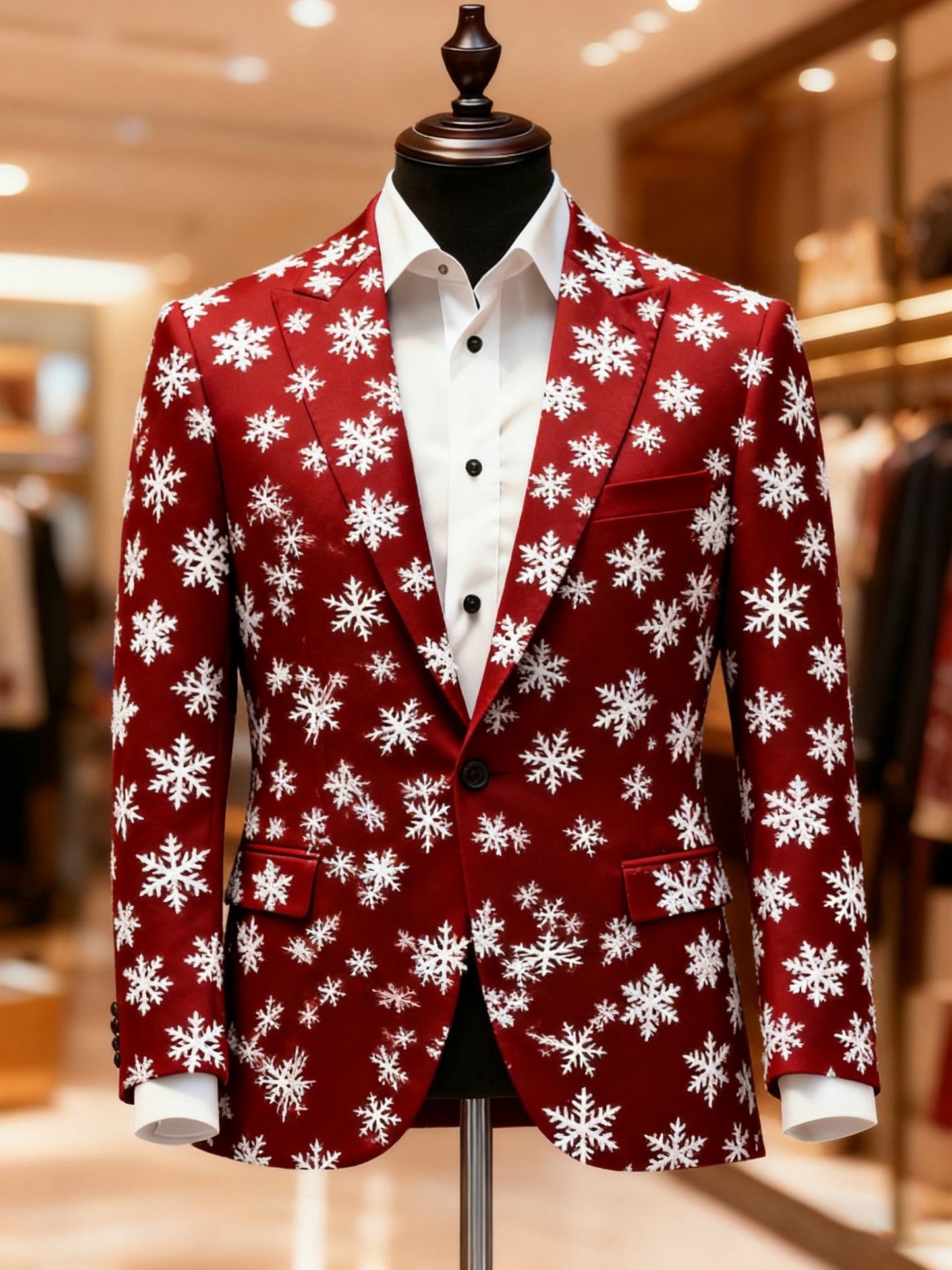 Men's Retro Christmas Snowflakes Casual Blazer
