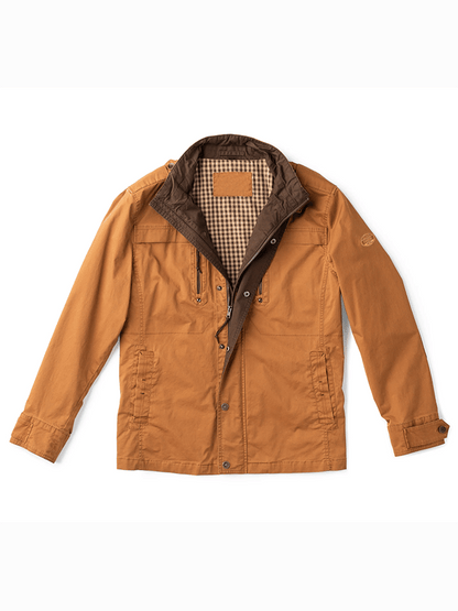 Men's Retro Western Colorblock Multi-Pocket Outdoor Outer Jacket