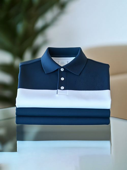 Men's Business Casual Button Short Sleeve Polo Shirt