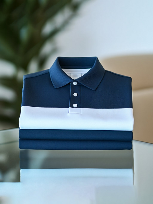 Men's Business Casual Button Short Sleeve Polo Shirt