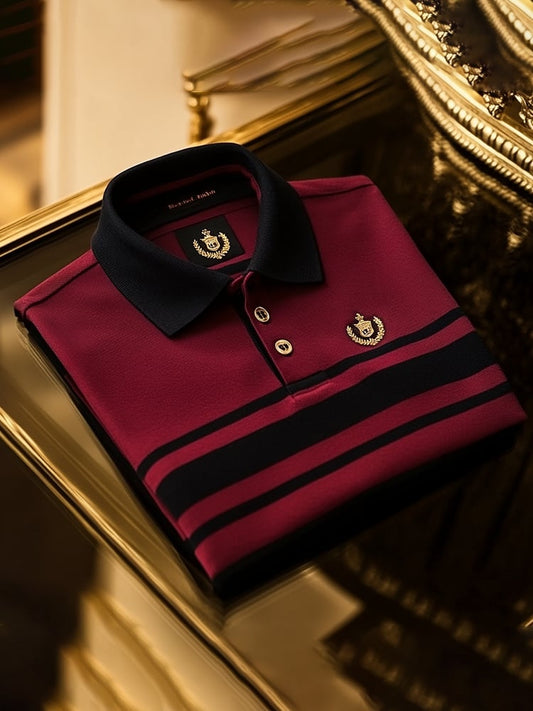Men's Classic Business Logo Button Short Sleeve Polo Shirt