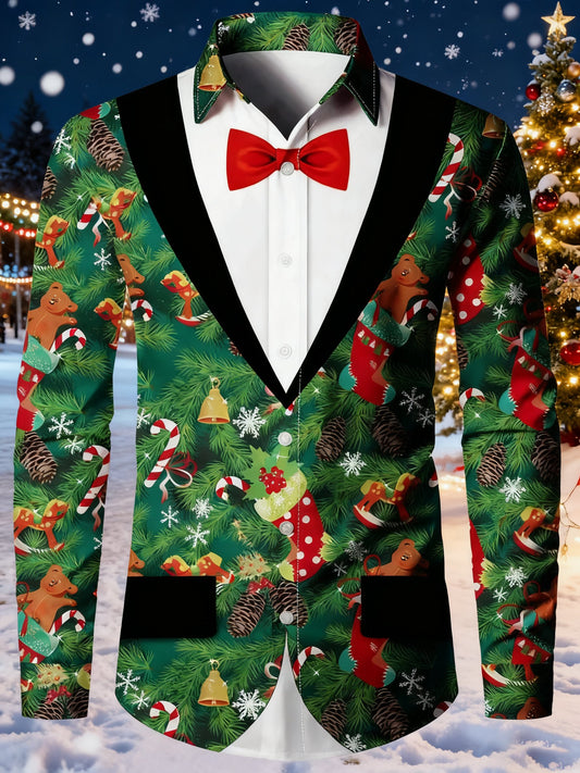 Men's Casual Christmas Long Sleeve Shirt