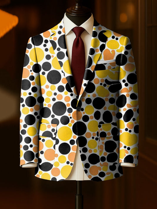 Men's Business Casual Large Pocket Notch Lapel Print Blazers