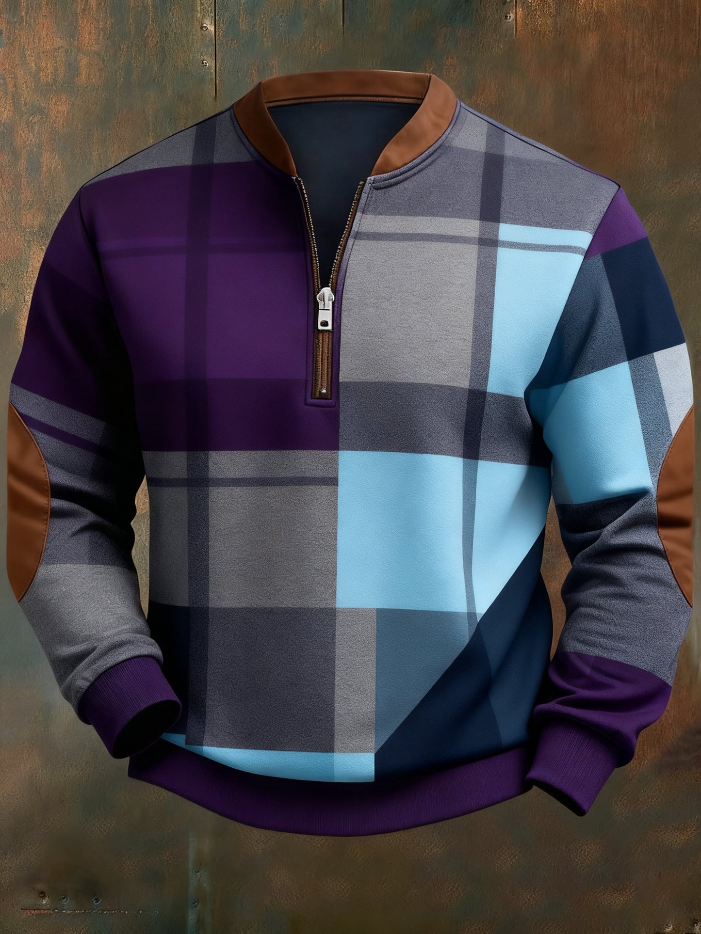 Men's Casual Geometric Color Block Print Sweatshirt