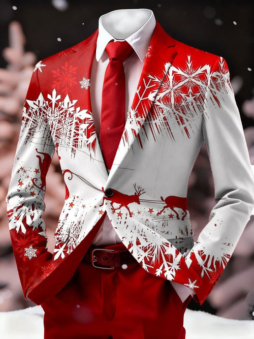 Men's Christmas Art Design Printed Casual Suit Jacket