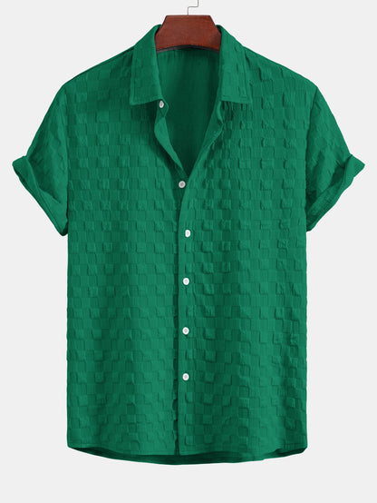 Checkerboard Textured Button Up Shirt