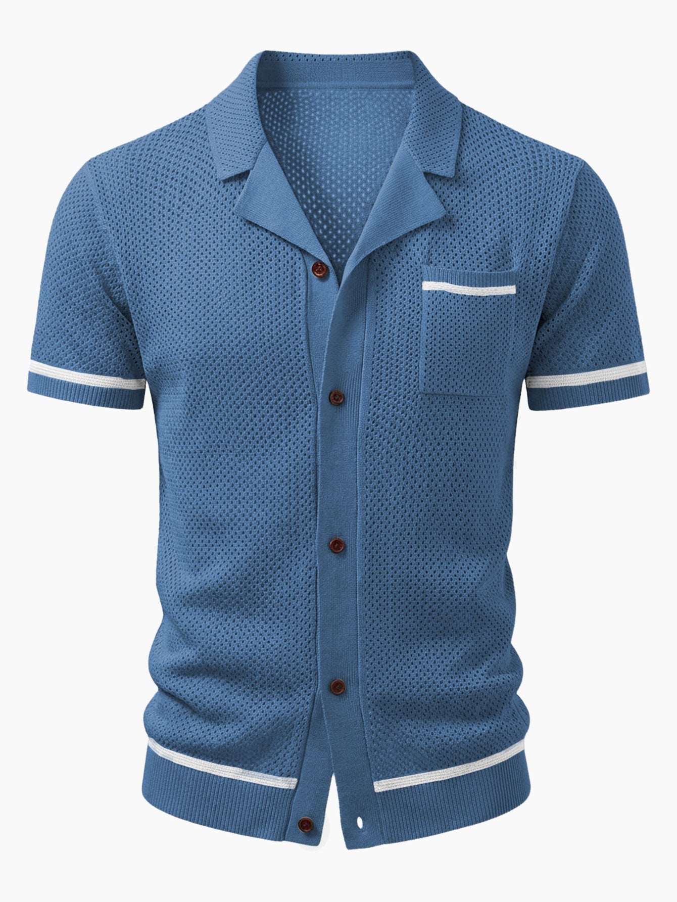 Contrast Trim Open Knit Shirt