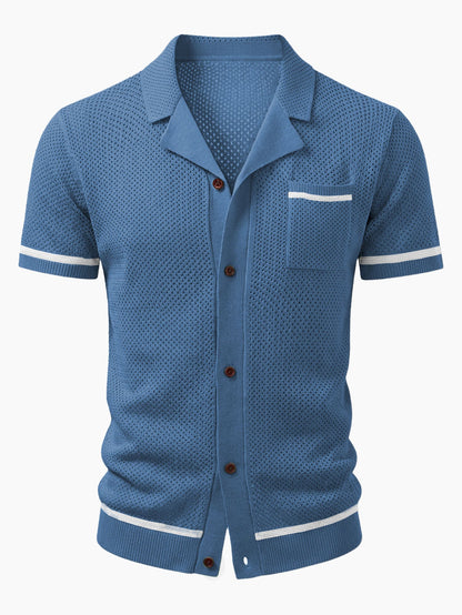 Contrast Trim Open Knit Shirt