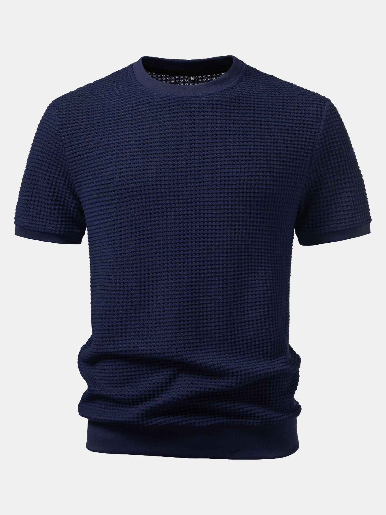 Short-Sleeve Waffle Ribbed Hem T-Shirt