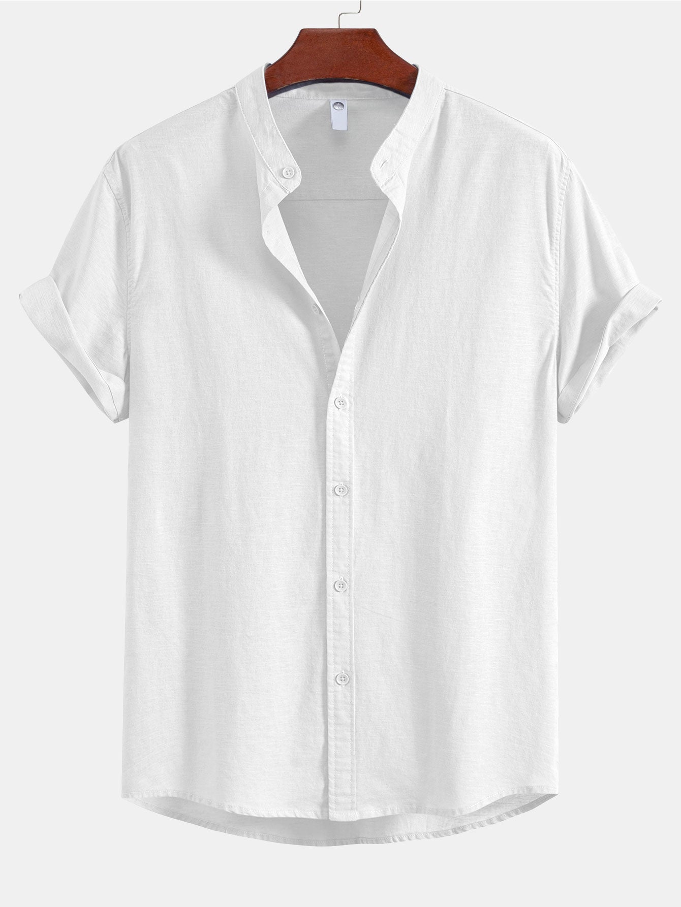 Stand Collar Linen Shirt