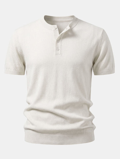 Short-Sleeve Knit Henley Shirt