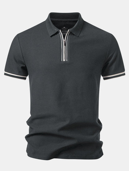 Contrast Trim Zipper Polo