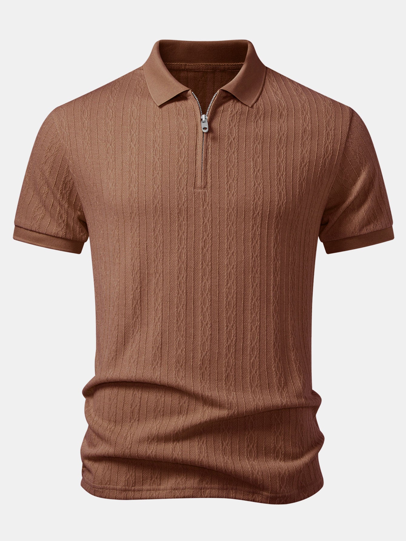 Twisted Jacquard Zipper Polo