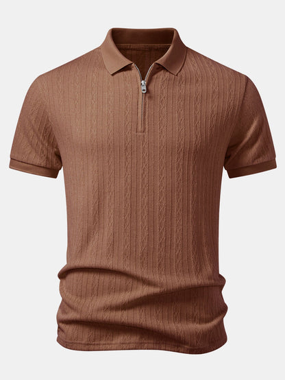 Twisted Jacquard Zipper Polo