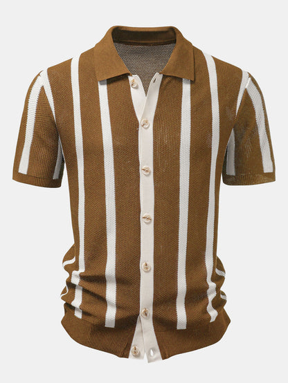 Stripe Button Up Knit Shirt