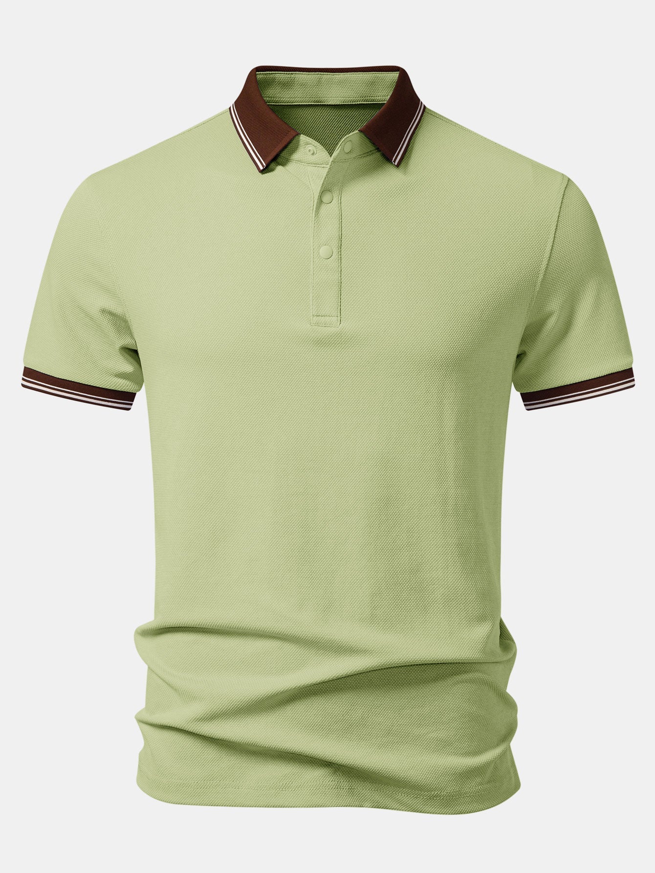 Contrast Trim Textured Polo