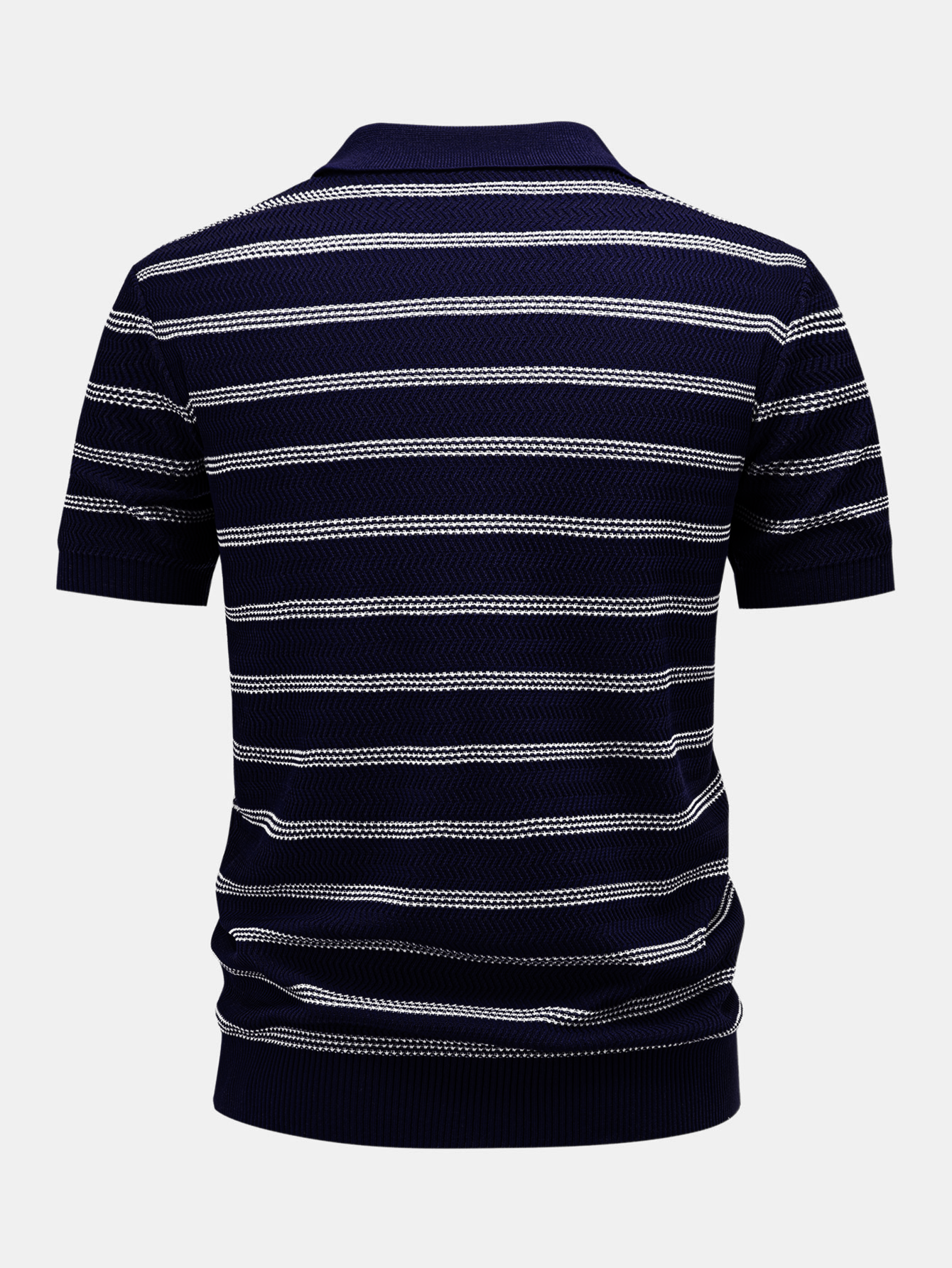 Striped Zipper Knit Polo