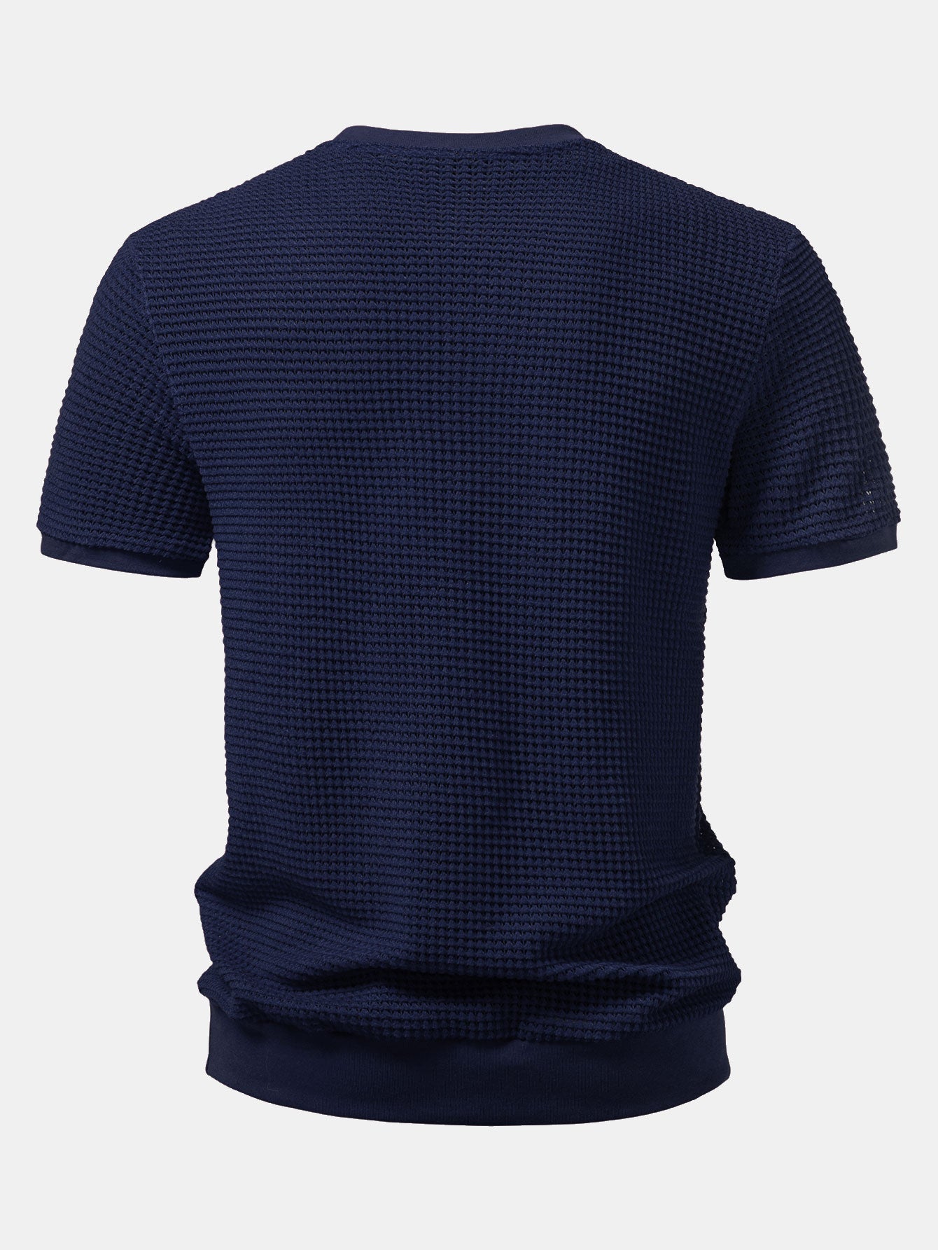 Short-Sleeve Waffle Ribbed Hem T-Shirt