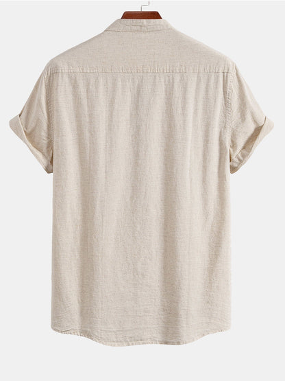 Stand Collar Linen Shirt