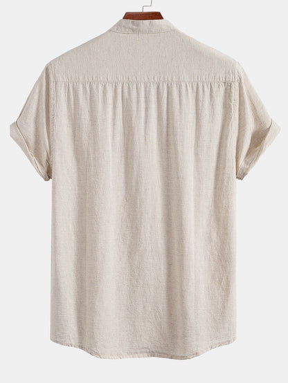 Half Open Collar Linen Shirt
