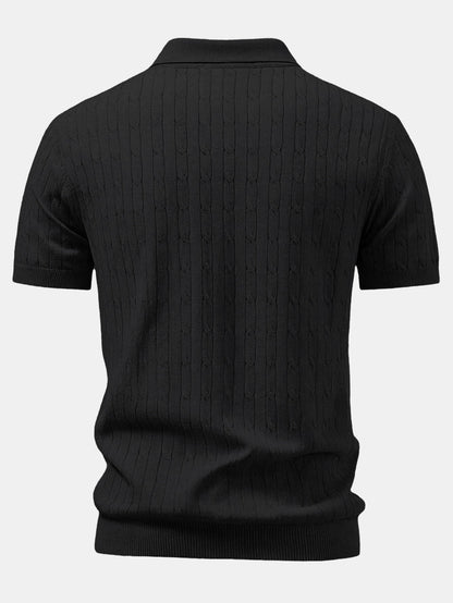 Twisted Jacquard Zipper Knit Polo