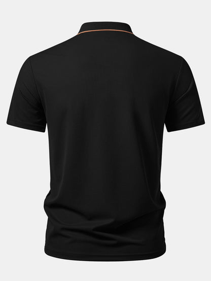 Textured Zipper Polo