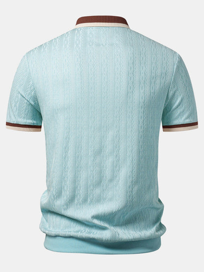 Contrast Trim Textured Knit Polo