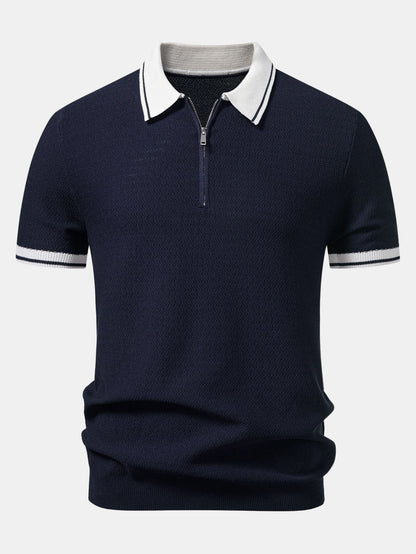 Contrast Zipper Knit Polo
