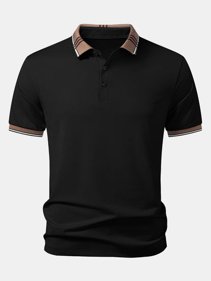 Contrast Striped Collar Polo