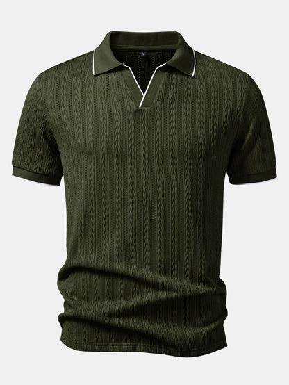 Geometric Jacquard Johnny Collar Polo