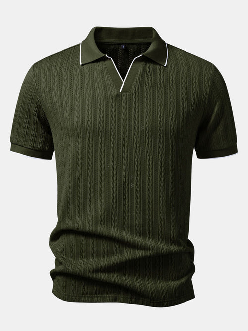 Geometric Jacquard Johnny Collar Polo