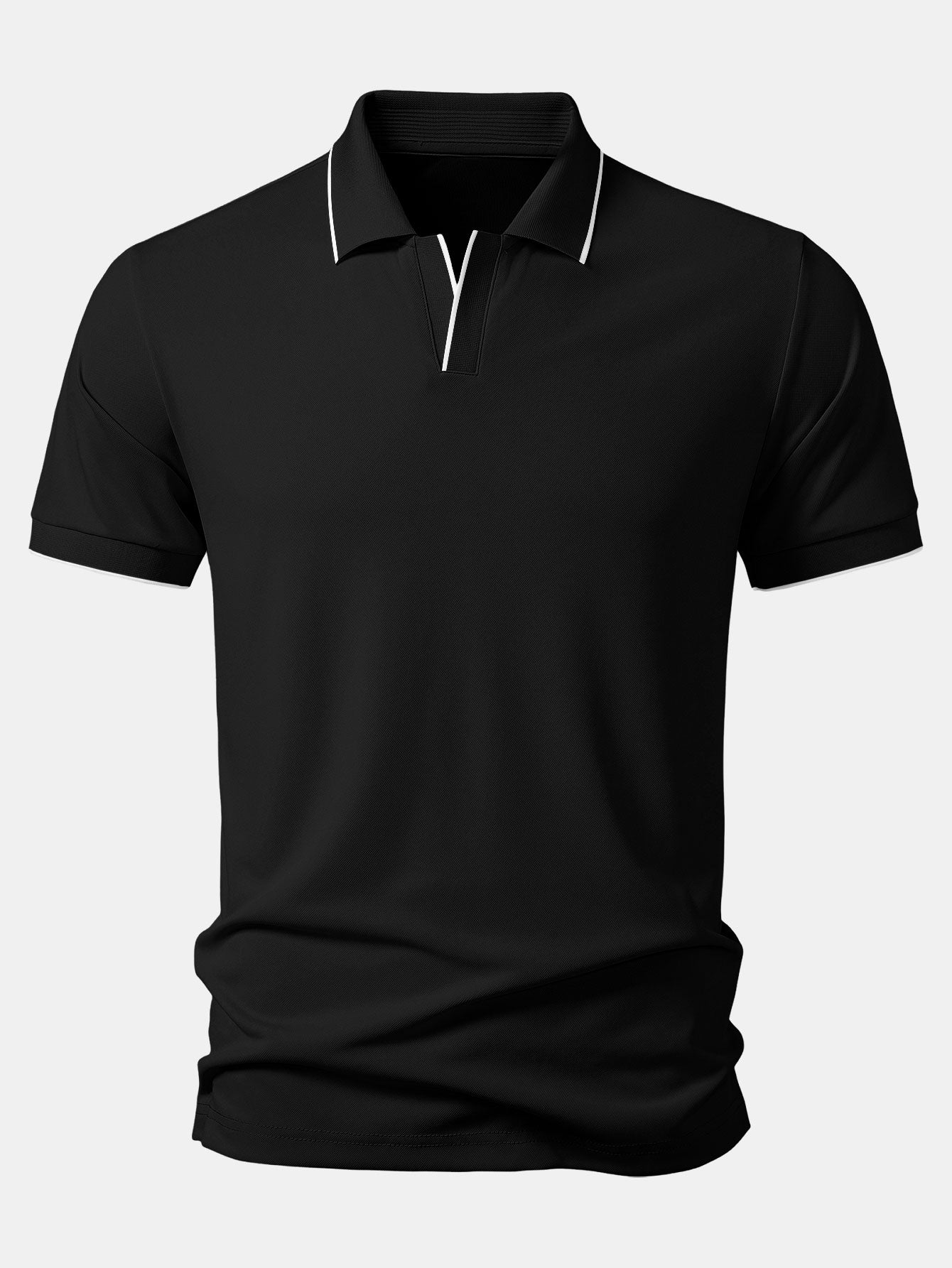Contrast Trim Johnny Collar Polo