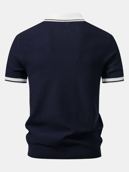 Contrast Zipper Knit Polo