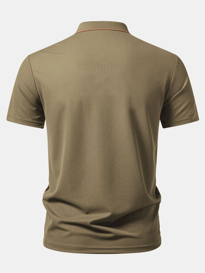 Textured Zipper Polo
