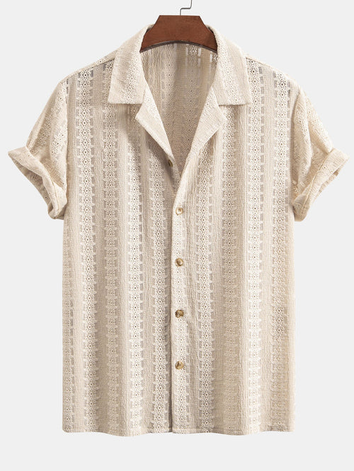 Floral Jacquard Textured Cuban Shirt