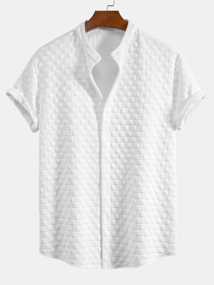 Checkerboard Stand Collar Shirt