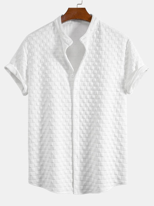 Checkerboard Stand Collar Shirt