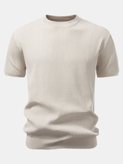 3 Pieces Ribbed Crew Neck Knit T-Shirt