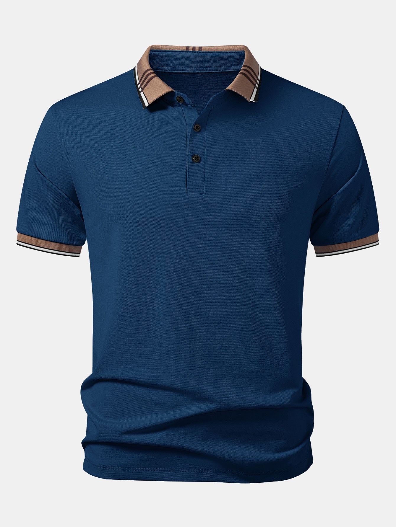 Contrast Striped Collar Polo