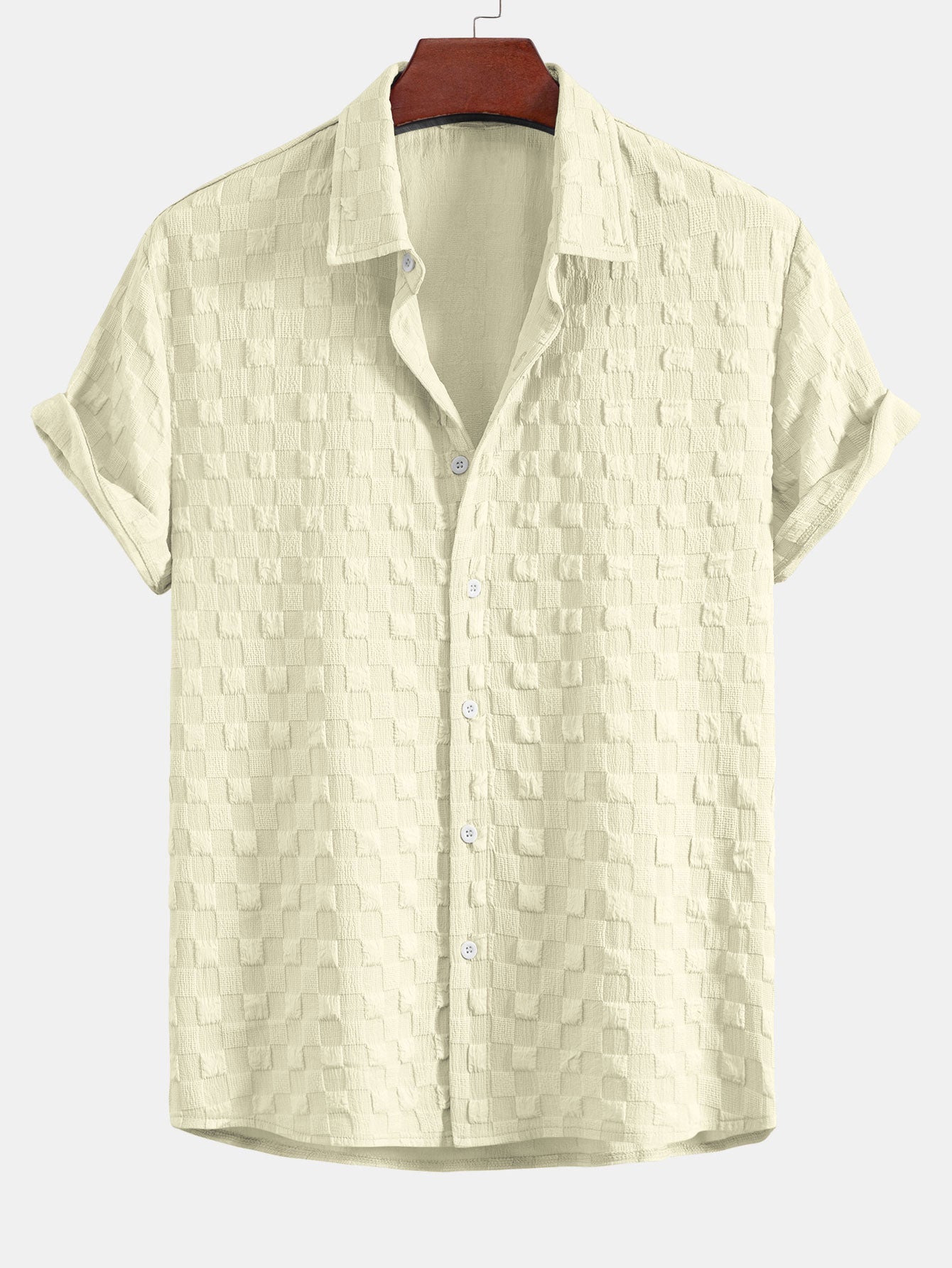 Checkerboard Textured Button Up Shirt