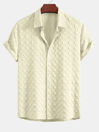 Checkerboard Textured Button Up Shirt