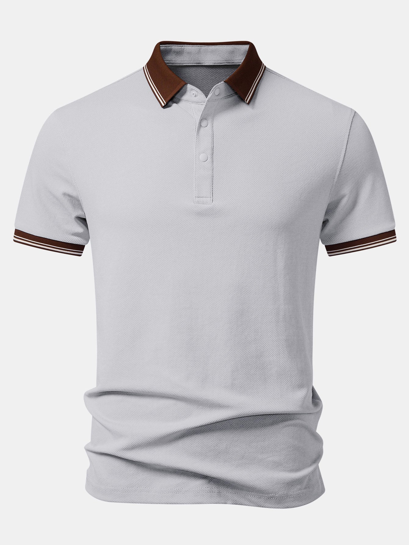 Contrast Trim Textured Polo
