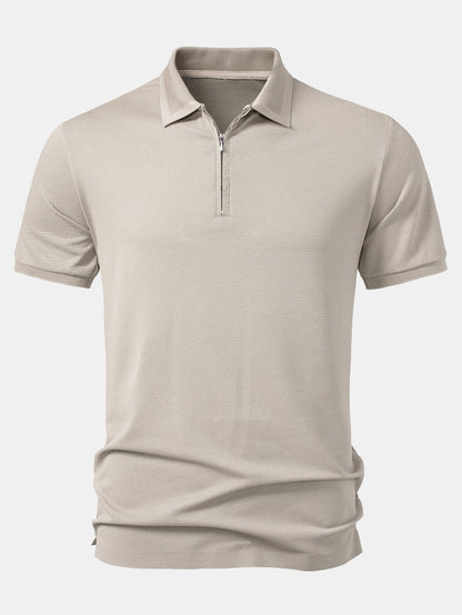 Pineapple Textured Zipper Polo