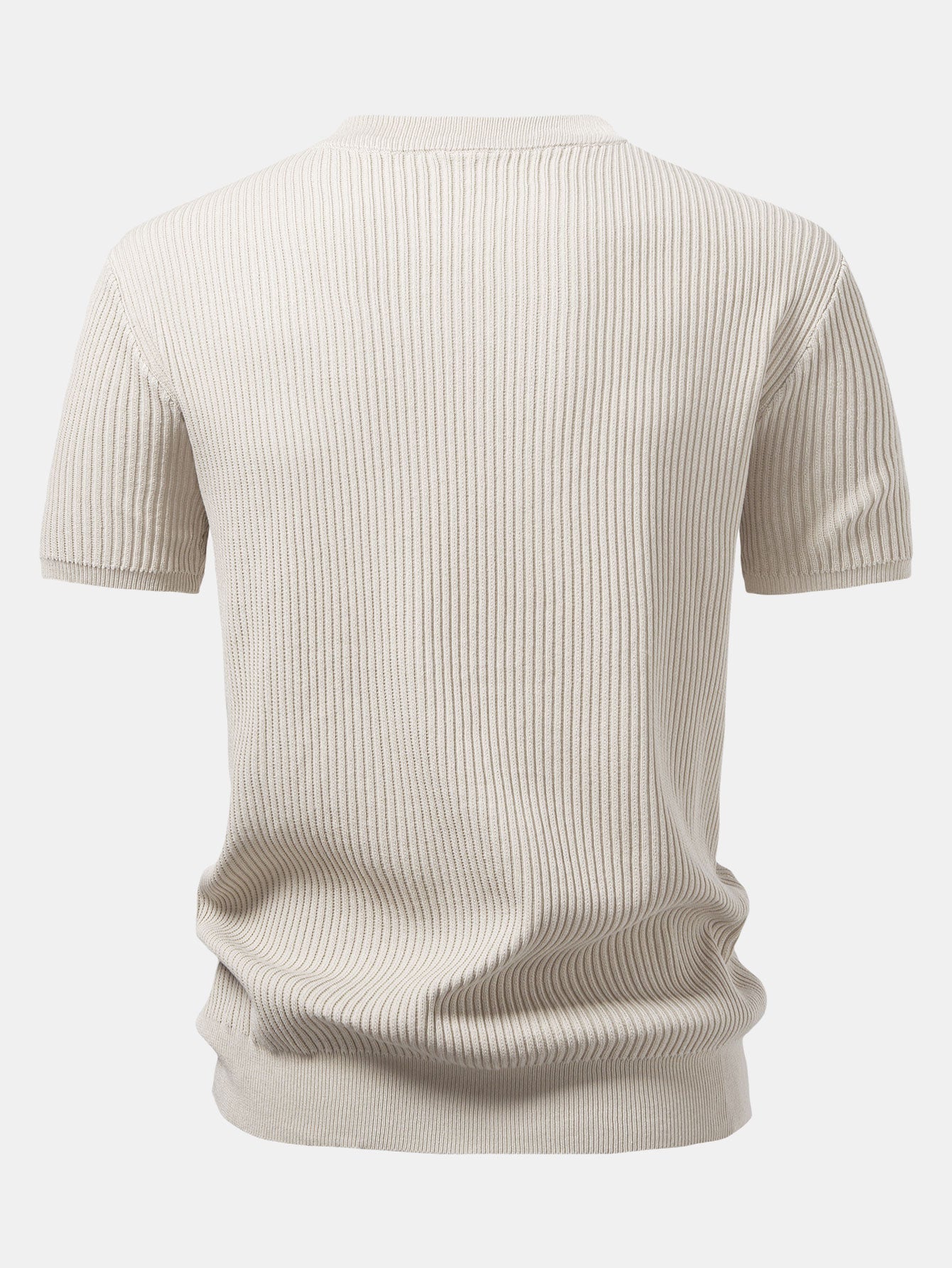 3 Pieces Ribbed Crew Neck Knit T-Shirt