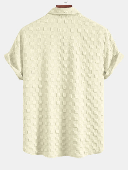 Checkerboard Textured Button Up Shirt