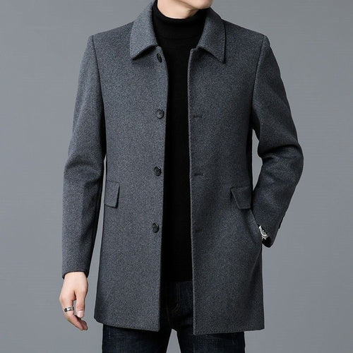Men's mid-length thick double-faced trench coat