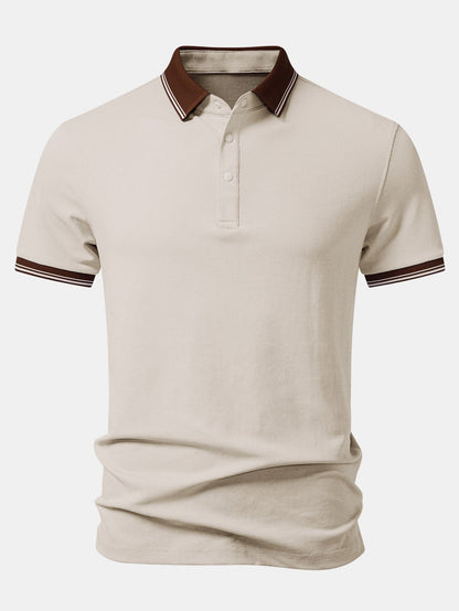 Contrast Trim Textured Polo