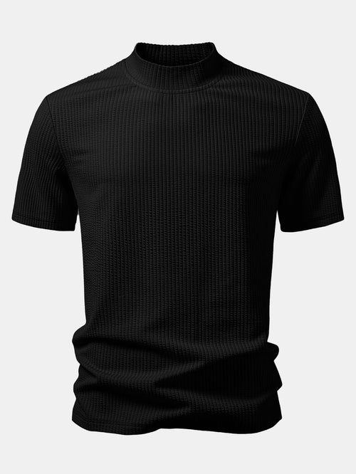 Ribbed  Mock Neck T-Shirt