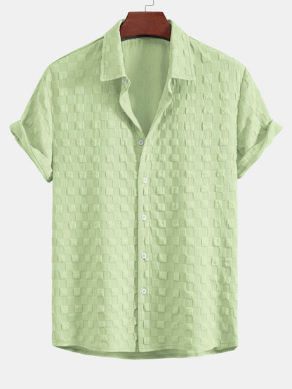 Checkerboard Textured Button Up Shirt